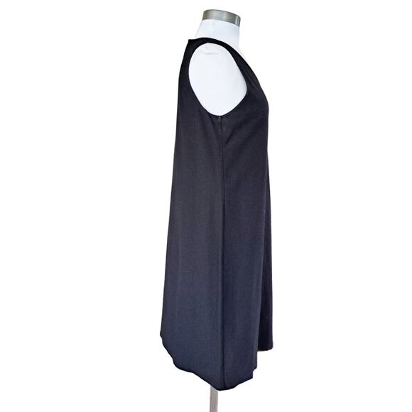 EILEEN FISHER Black System Stretch Crepe V-neck Sleeveless Dress Size Small - Picture 2 of 7